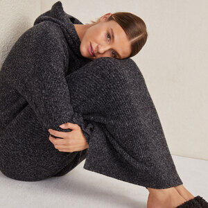 HEAVEN WELL WITHIN Organic Cotton Hooded Lounge Knit Dress in Gray Size XL